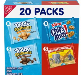 Nabisco Fun Shapes Variety Pack Barnum’s Animal Crackers, Teddy Grahams & CHIPS AHOY!, 20 Snack Packs